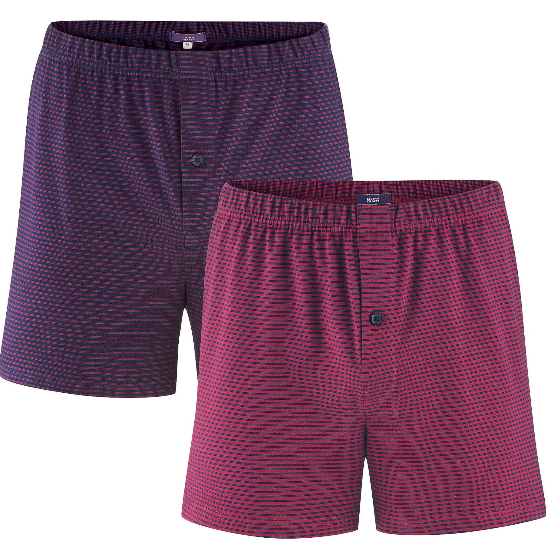 LIVING CRAFTS Ben | Boxershorts, Set Van 2 Donker Marineblauw/Robijn Hot