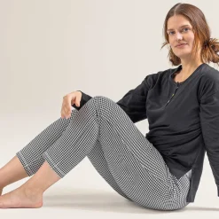 LIVING CRAFTS Carol | Slaapbroek Vichy Zwart/Creme Cheap