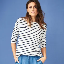 LIVING CRAFTS Chlopea | Shirt Gebroken Wit/Donker Marineblauw Outlet