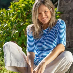 LIVING CRAFTS Chlopea | Shirt Azuurblauw/Wit Cheap