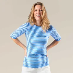 LIVING CRAFTS Chlopea | Shirt Azuurblauw/Wit Cheap
