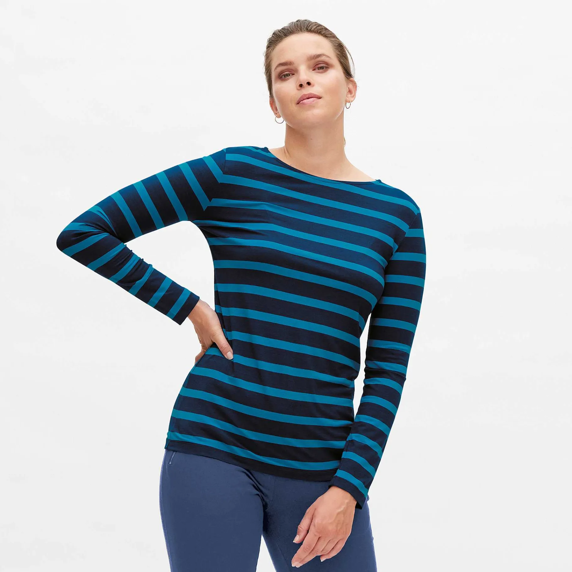 LIVING CRAFTS Hillary | Tshirt Met Lange Mouwen Noordse Fjord/Blauw Outlet