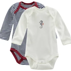 LIVING CRAFTS Iep | Body Met Lange Mouwen, Set Van 2 Marine/Wit Clearance