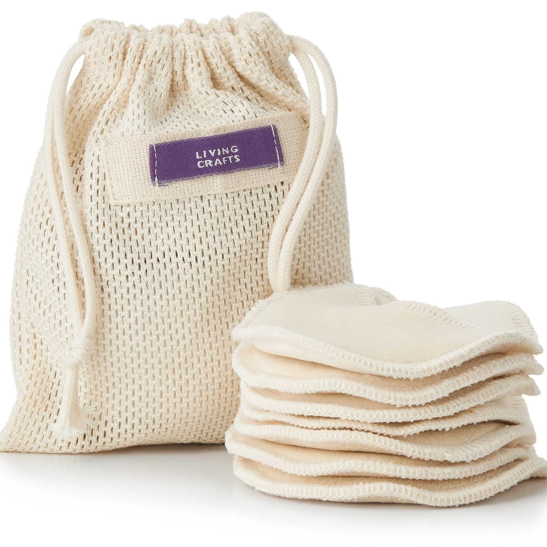 LIVING CRAFTS Indie | Make-Upverwijderingspads, Set Van 7 Natuurlijk Hot