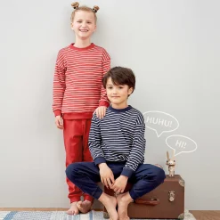 LIVING CRAFTS Levende Ambachten | Pyjama Wit/Marineblauw Gestreept Fashion