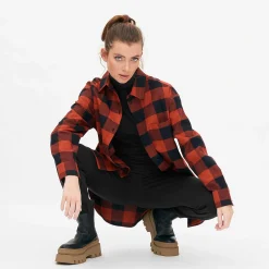 LIVING CRAFTS Nina | Flanellen Hemd Verbrande Baksteen/Zwart Fashion