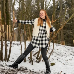 LIVING CRAFTS Nina | Flanellen Hemd Zwart/Creme Shop