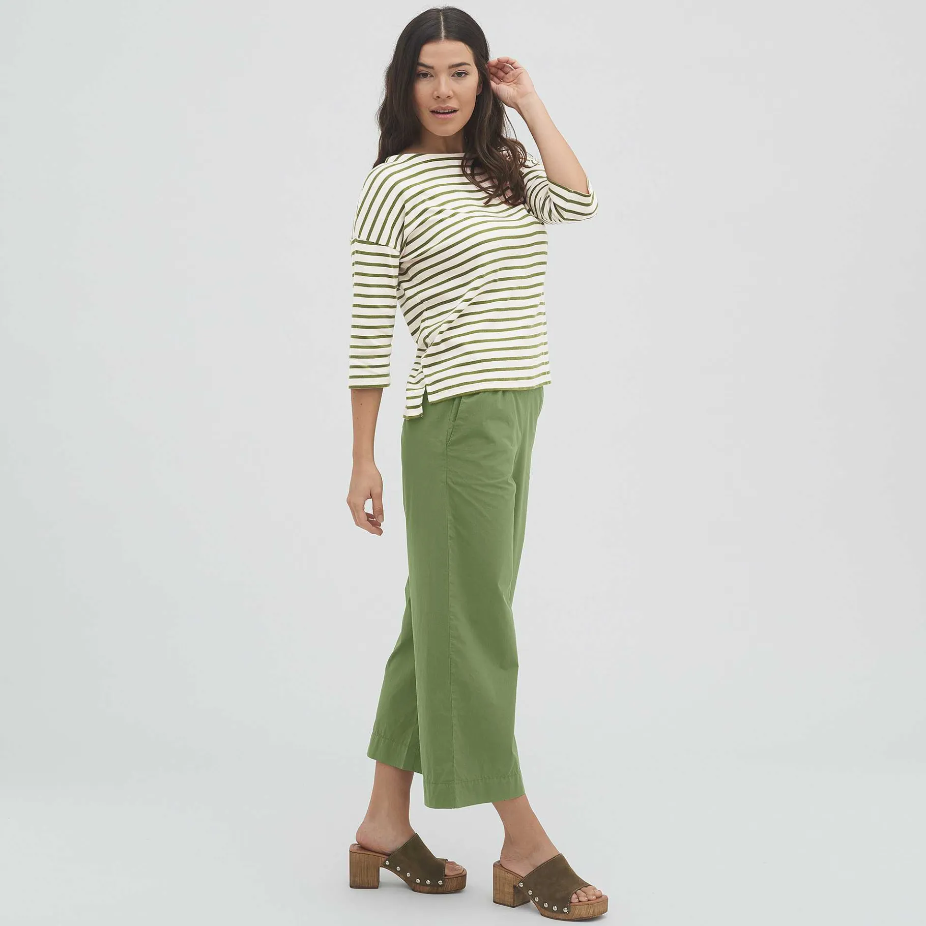 LIVING CRAFTS Ombra | Shirt Olijf/Gebroken Wit Clearance