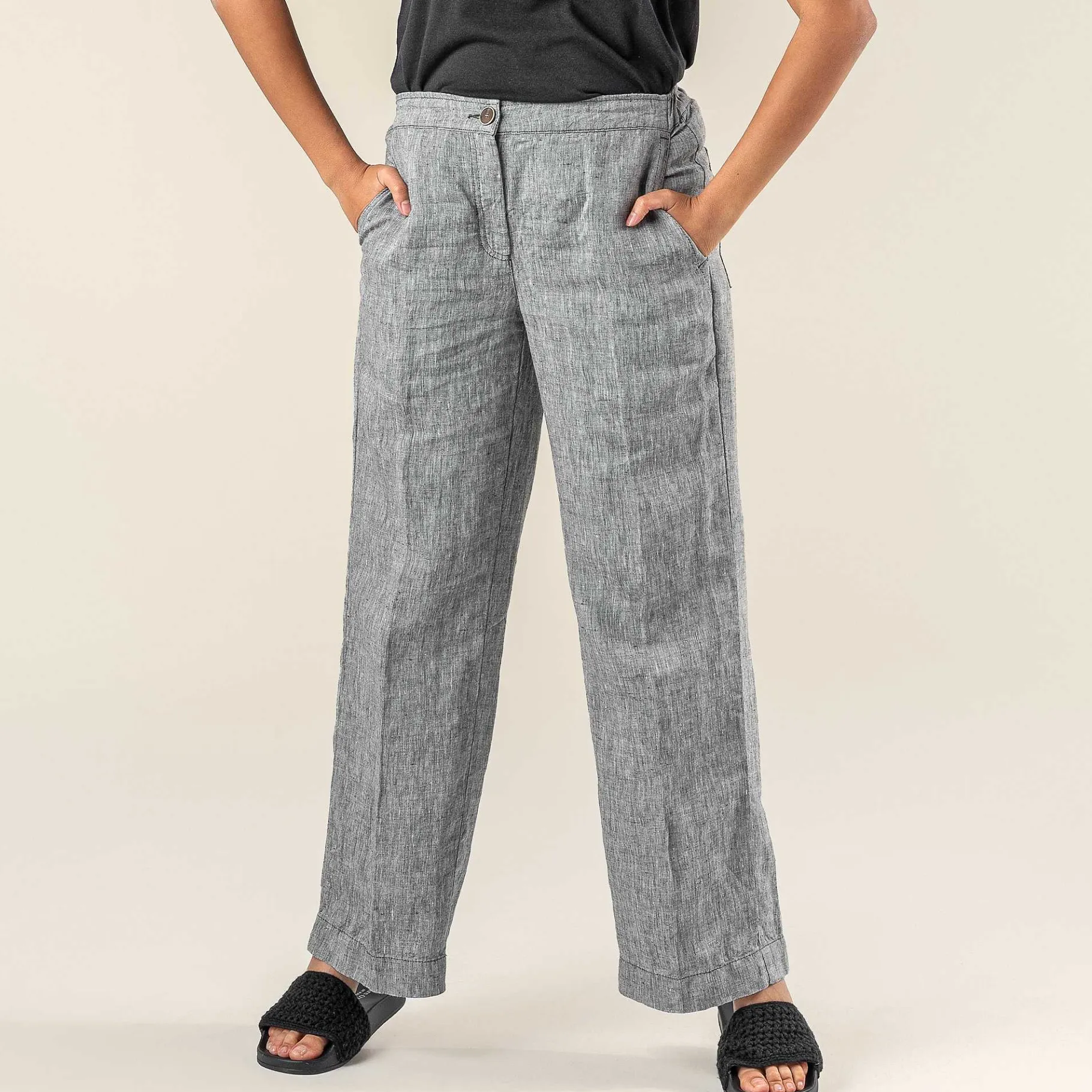 LIVING CRAFTS Ophelia | Linnen Broek Zout En Peper Cheap