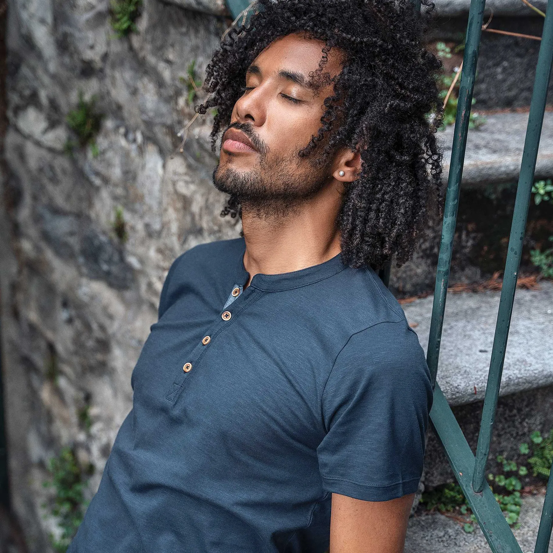 LIVING CRAFTS Othello | Henley-T-Shirt Middernacht Cheap