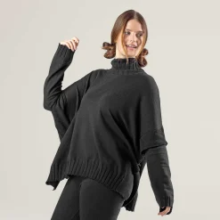 LIVING CRAFTS Paisley | Poncho Zwart Sale