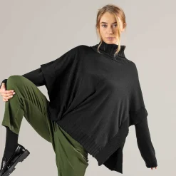 LIVING CRAFTS Paisley | Poncho Zwart Sale