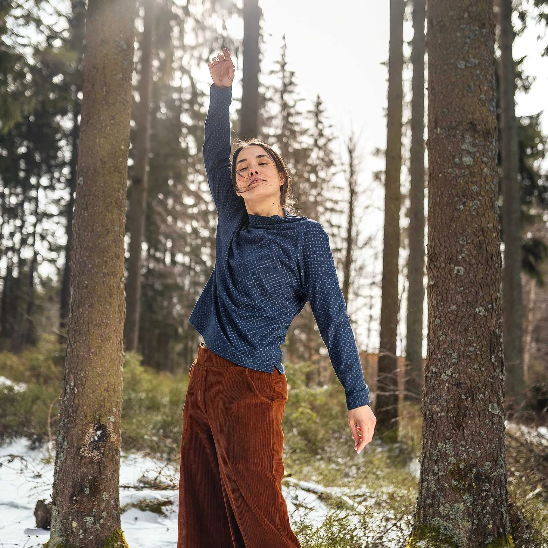 LIVING CRAFTS Peja | Tshirt Met Lange Mouwen Indigo-Patch Shop