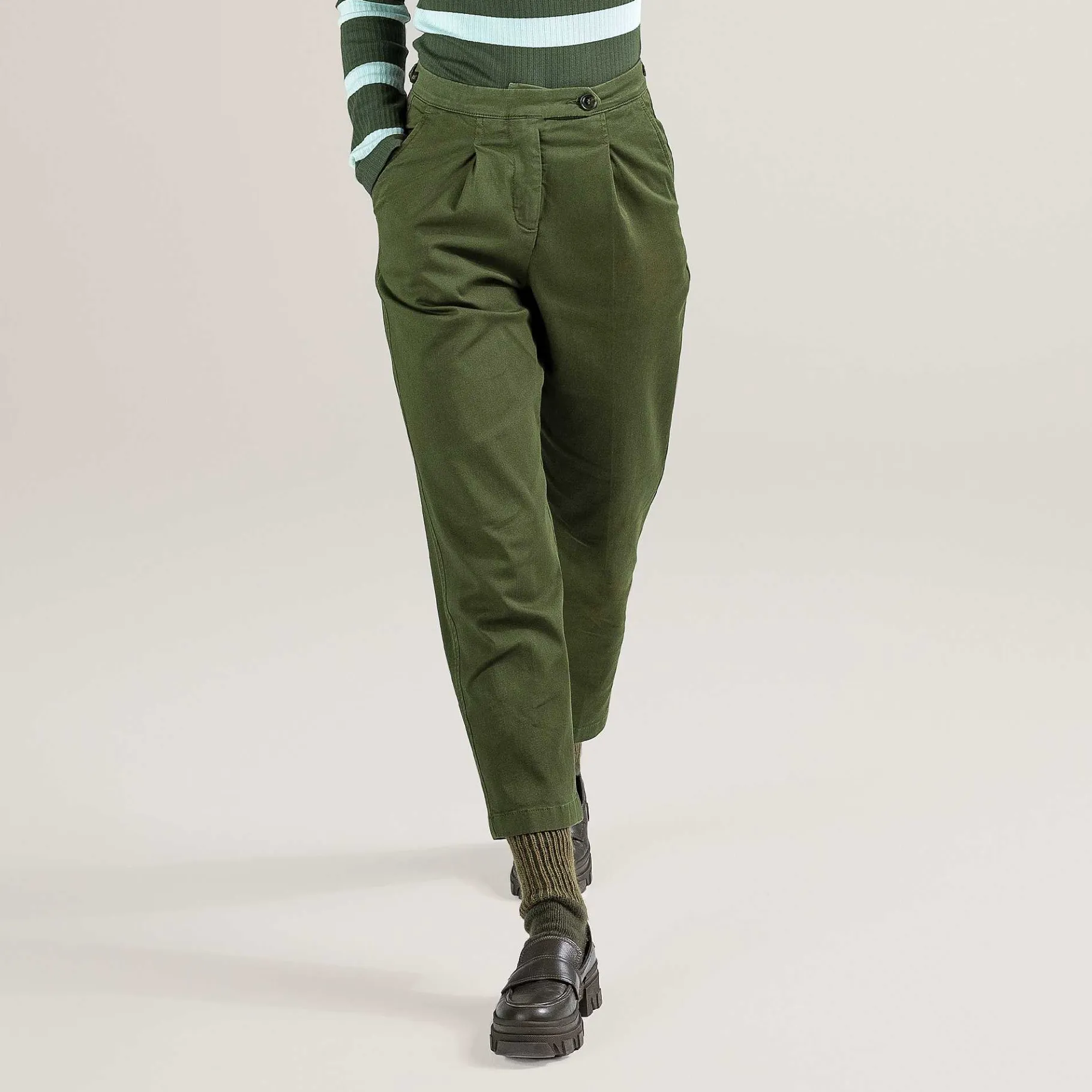 LIVING CRAFTS Philis | Broek Donker Olijfgroen Fashion