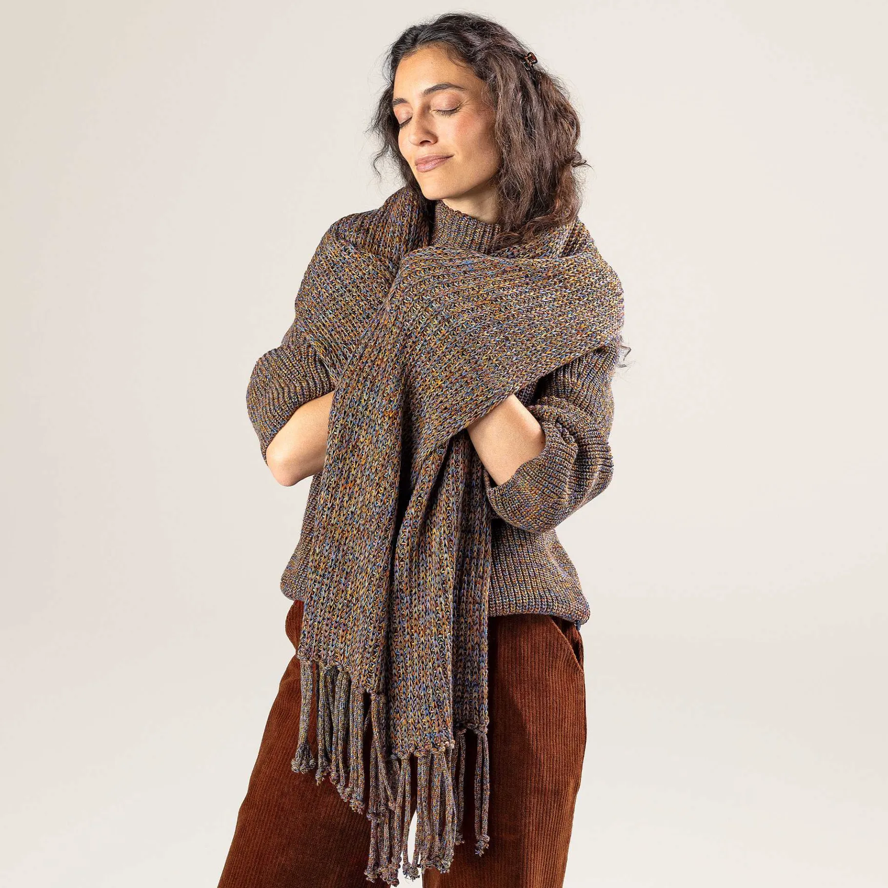 LIVING CRAFTS Phoebe | Sjaal Inktblauw/Roest Best