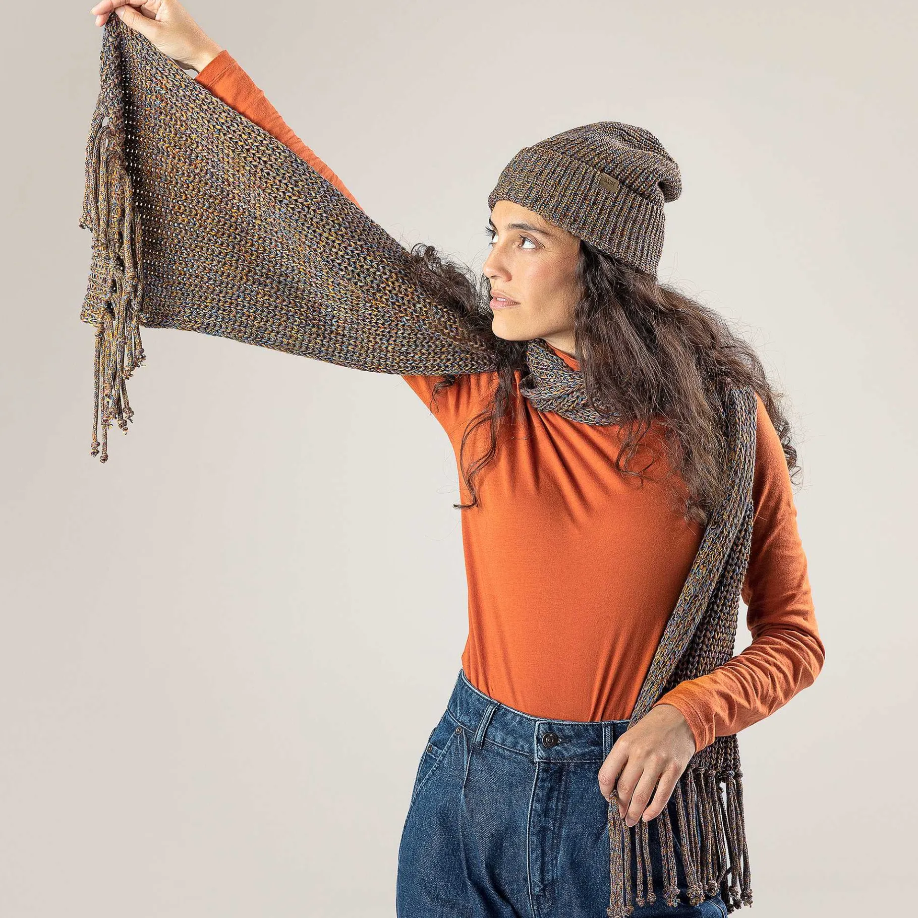 LIVING CRAFTS Phoebe | Sjaal Inktblauw/Roest Best