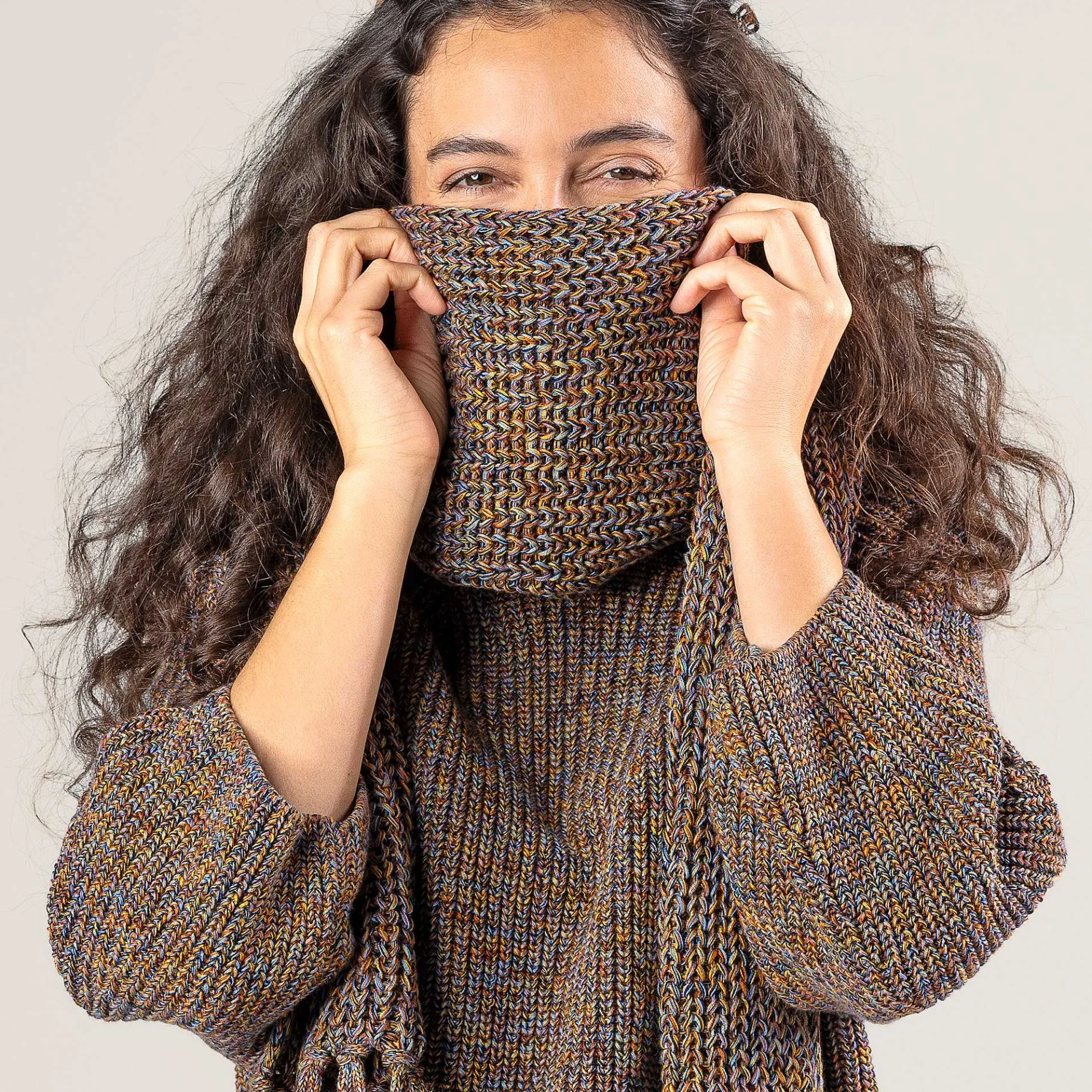 LIVING CRAFTS Phoebe | Sjaal Inktblauw/Roest Best