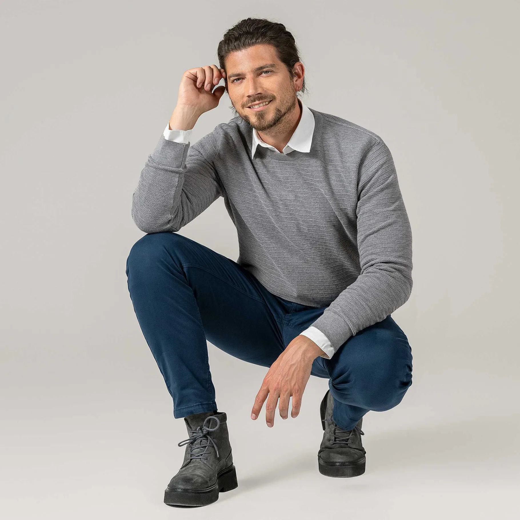 LIVING CRAFTS Piet | Trui Grijs Gemeleerd Online