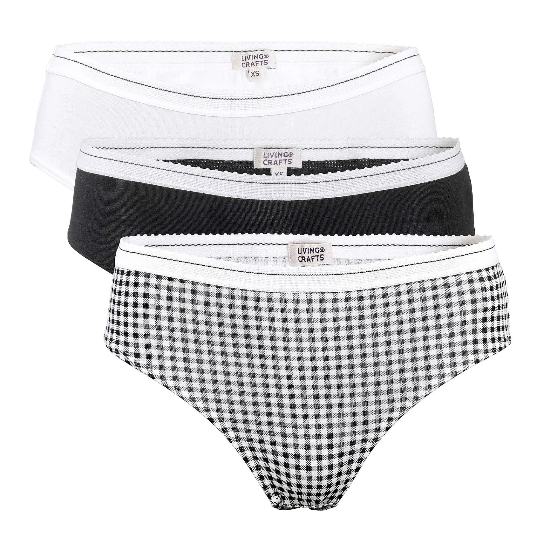 LIVING CRAFTS Polly | Slips, Set Van 3 Vichy Zwart/Creme Online