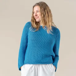 LIVING CRAFTS Ricarda | Trui, 3/4 Mouw Azuur Blauw Shop