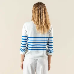 LIVING CRAFTS Romina | Trui Azuurblauw/Wit New
