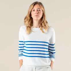 LIVING CRAFTS Romina | Trui Azuurblauw/Wit New