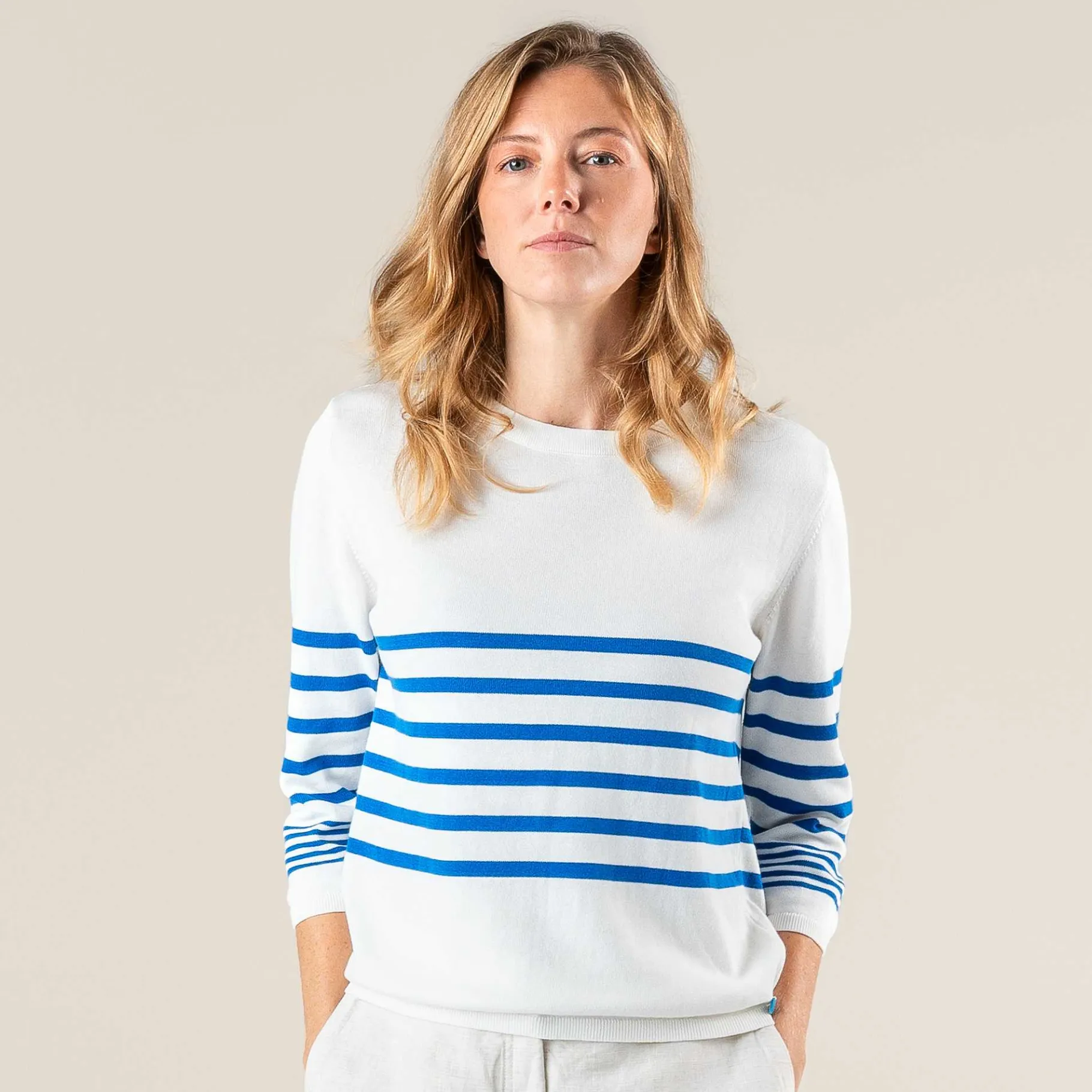 LIVING CRAFTS Romina | Trui Azuurblauw/Wit New