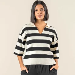 LIVING CRAFTS Romy | Trui Zandschelp/Zwart Flash Sale