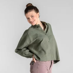 LIVING CRAFTS Waargebeurd Verhaal Beline | Seersucker-Blouse Khaki Outlet